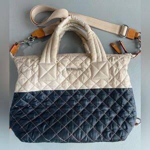 MZ WALLACE Small Sutton Deluxe Top Handle Quilted Two-Tone Tote Crossbody Bag